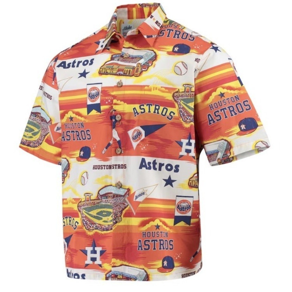 Reyn Spooner x‎ MLB Hawaiian Aloha Button Up Shirt Houston Astros Men's Medium